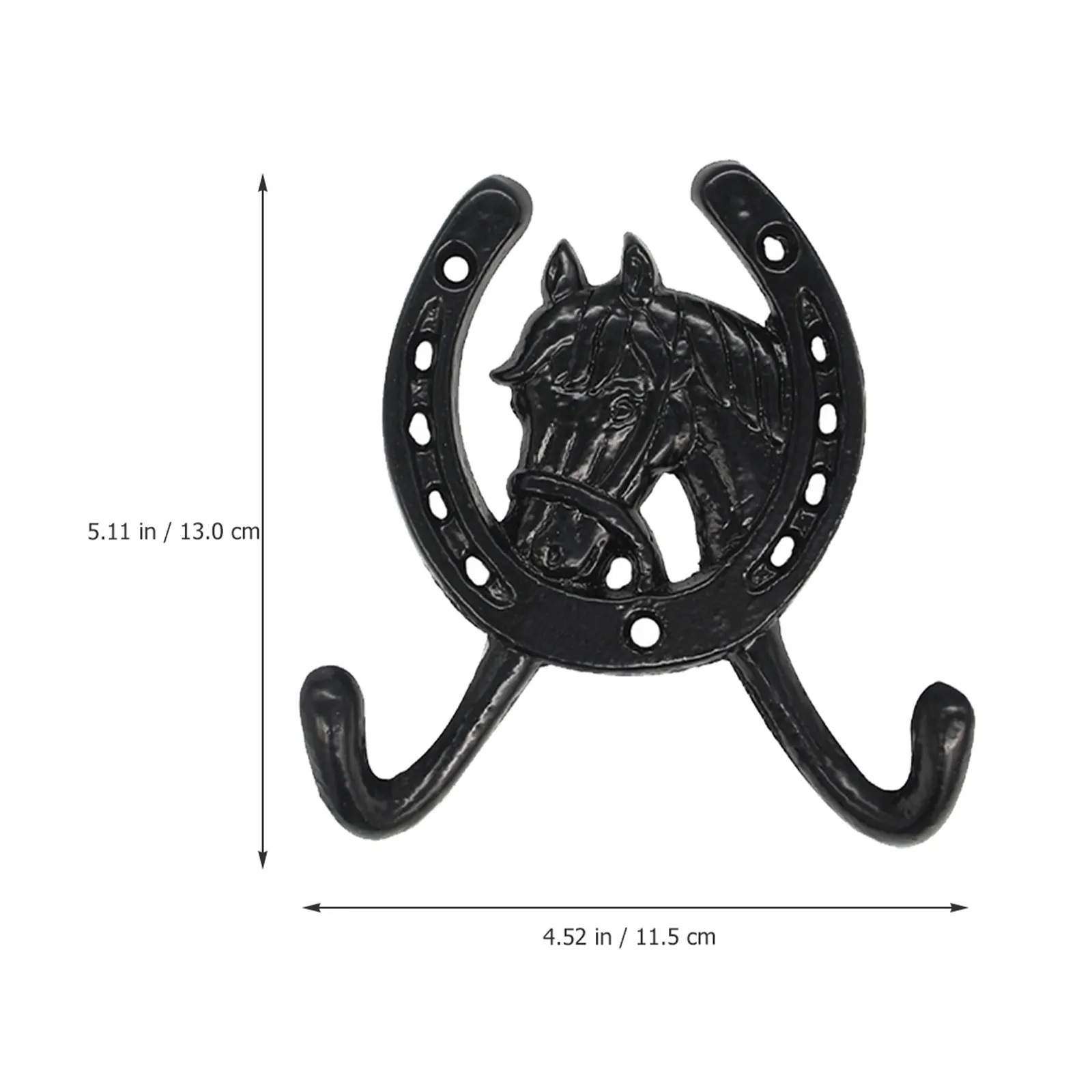 2Pcs Horse Head Coat Hooks Cast Iron Horseshoe Wall Hanger Hooks Rustic Farmhouse Entryway Mudroom Wall Mounted Rack