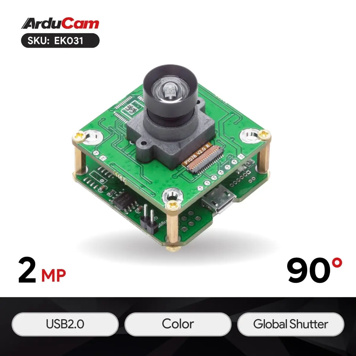 

Arducam 2.3MP AR0234 Color Global Shutter Camera USB2.0 Evaluation Kit