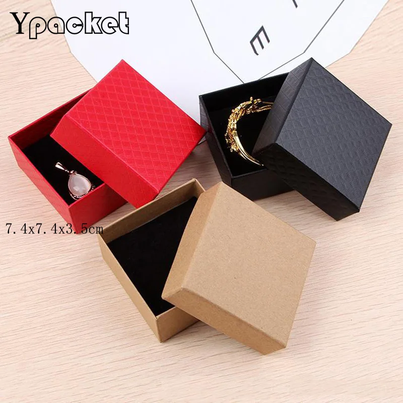 

50Pcs Fashion Box For Jewelry 3Colors Necklace Pendant Earring Carrying Wedding Party Square Jewelry Organizer Cases Gift Boxes