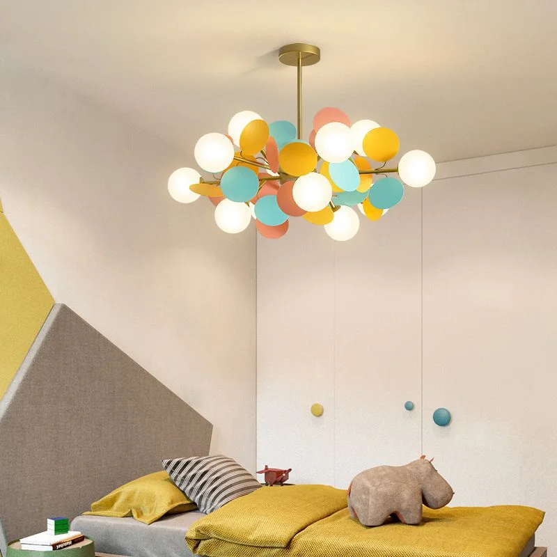 

Kids bedroom Colorful Chandelier Nordic ball Ceiling pendant Light Modern Children's Room Nursery Living Room hanging lamp