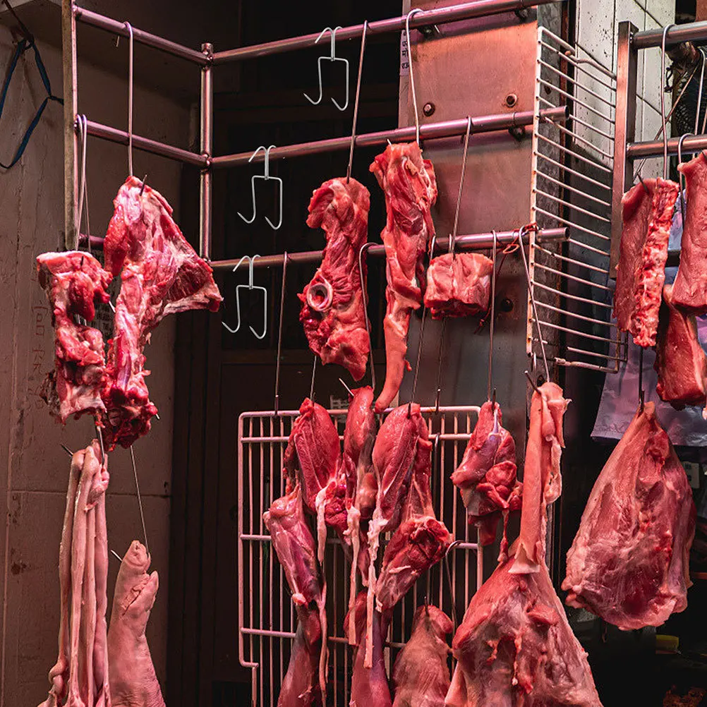 

5Pcs Professional Stainless Steel Meat Hooks for Hanging Drying Smoking Sausage Fish Ham Butcher Kitchen Processing Use