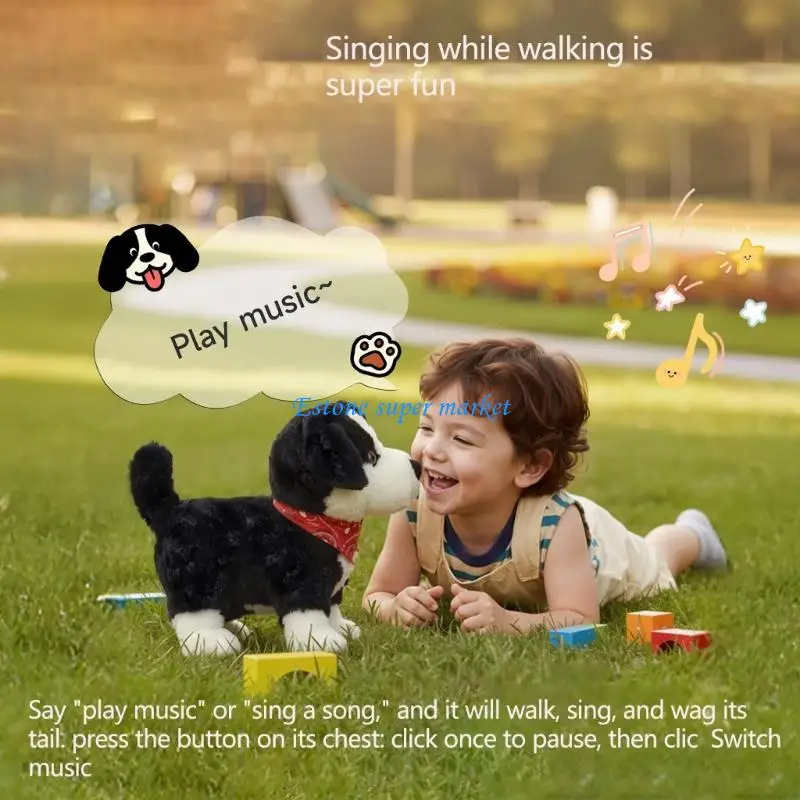 090B Interactive Electric Plush Toy Dog for Children Responds to Voice Commands Like Sit and Stand
