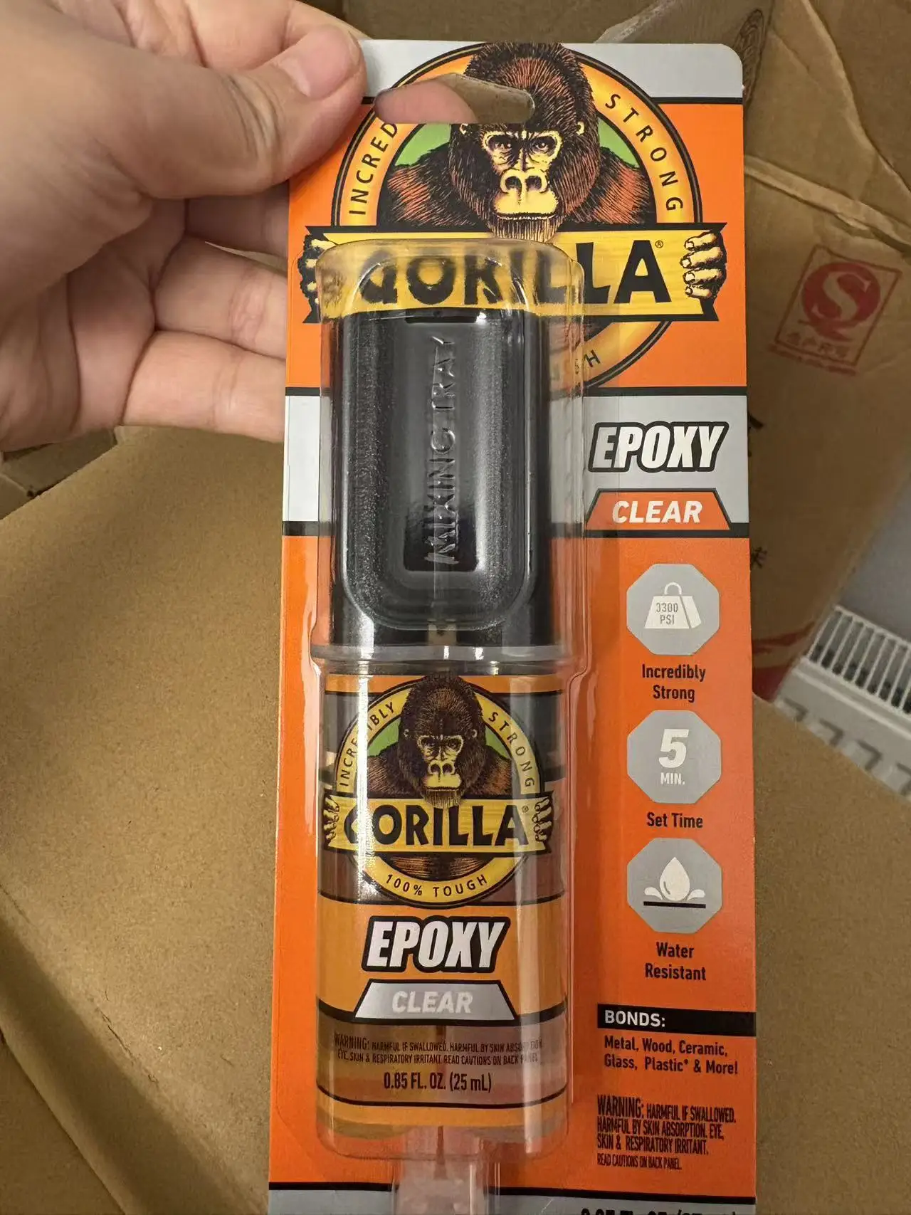 Gorilla Clear Epoxy 25ml Two Part Epoxy Adhesive, 5 Minute Set Time, 3300 PSI Strength, Water Resistant Clear Glue for Metal Woo