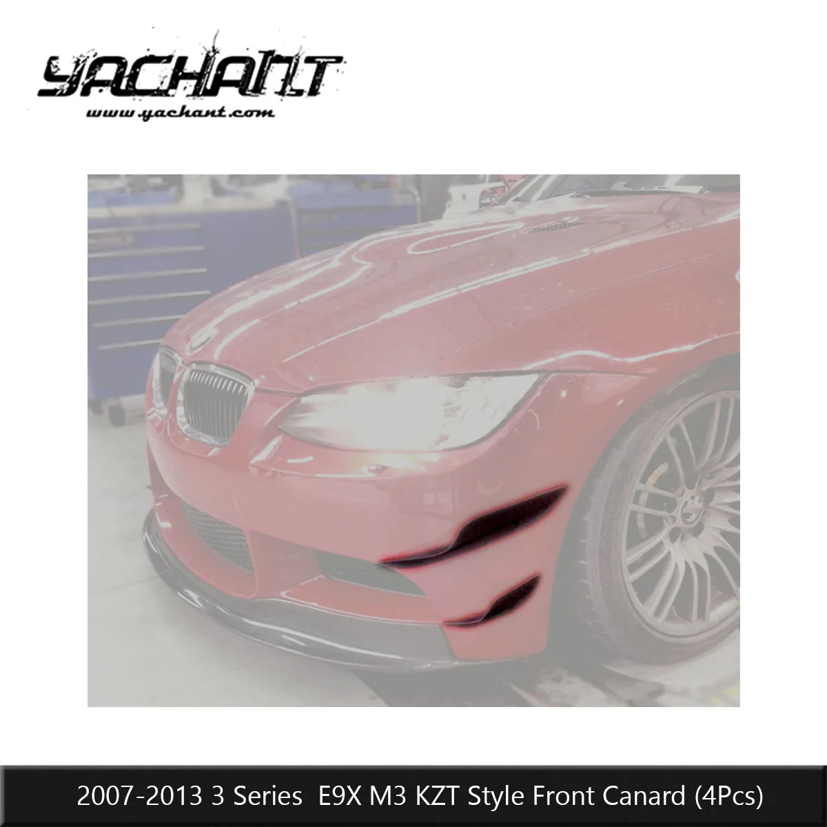 Forged Carbon KZT Style Front Canard 4Pcs Fit For 2007-2013 E9X M3 Front Bumper Aero Dive Plane Accent Set
