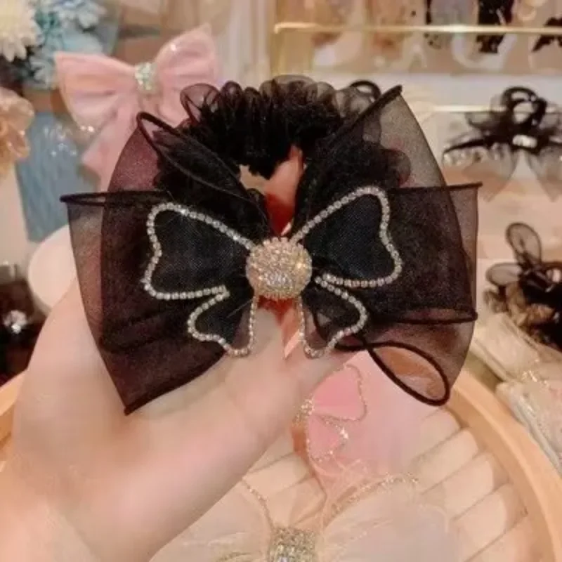 

Elegant Mesh Bow Hair Tie Crystal Hair Bands for Women Headwear Ponytail Braided Elastic Luxulry Jewelry Korean Hair Accessories