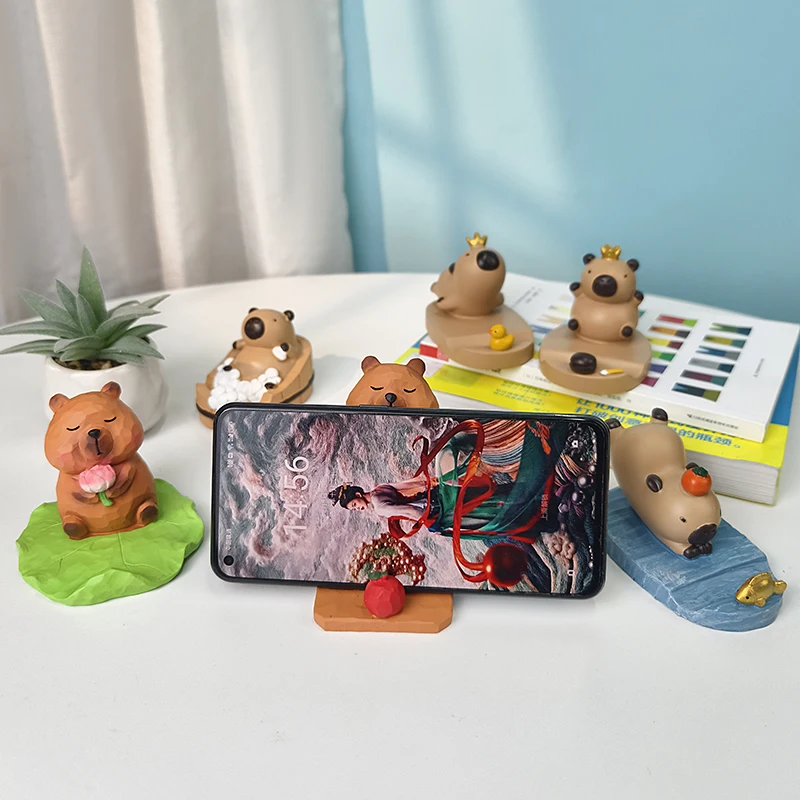 Hot Sale Capybara Figure Desktop Decorative Ornaments Can Be Used As Phone Stands Cute Kawaii Capybara Figure Model Doll Toys