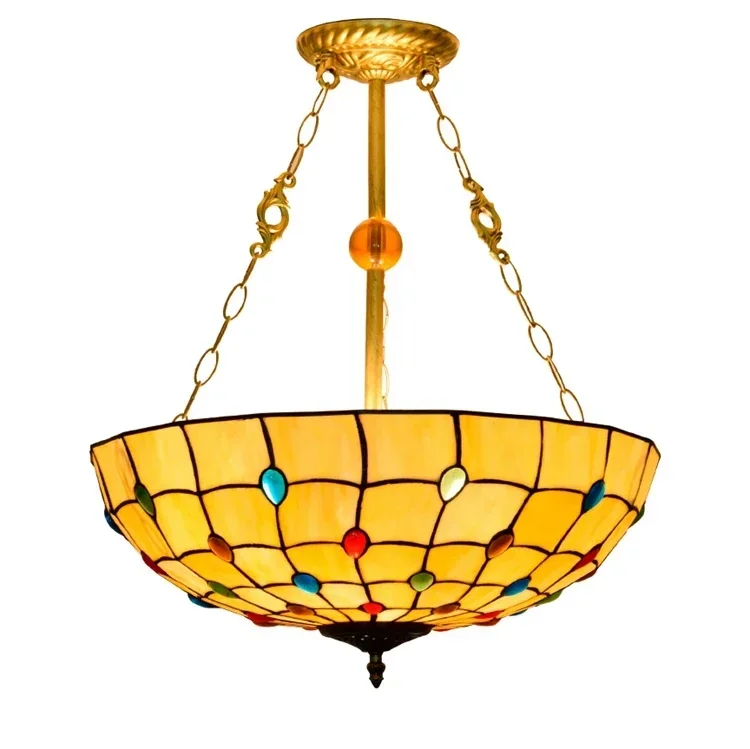 20 Inch Led Fixtures for Hotel Chandelier Pendant Lamps Home Decor Chandelier Stained Glass Retro Baroque Tiffany Chandeliers