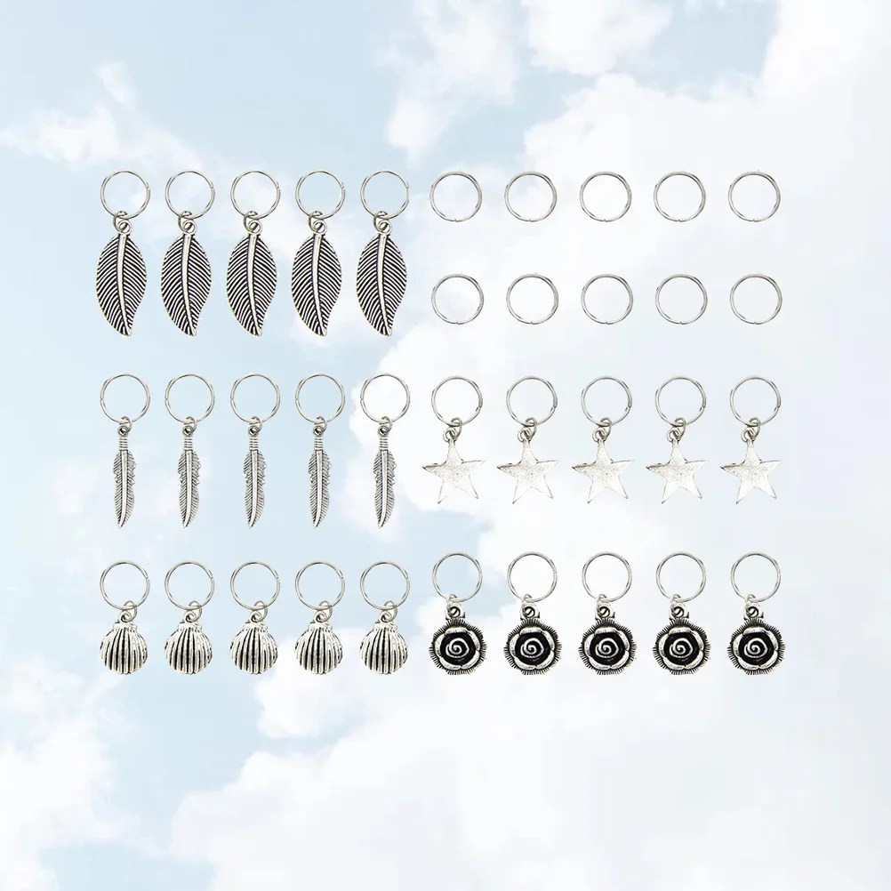 

35Pcs Metal Round Dreadlocks Cuffs Leaves Shell Shaped Hair Cuffs Hair Tube Delicate Hair Accessories
