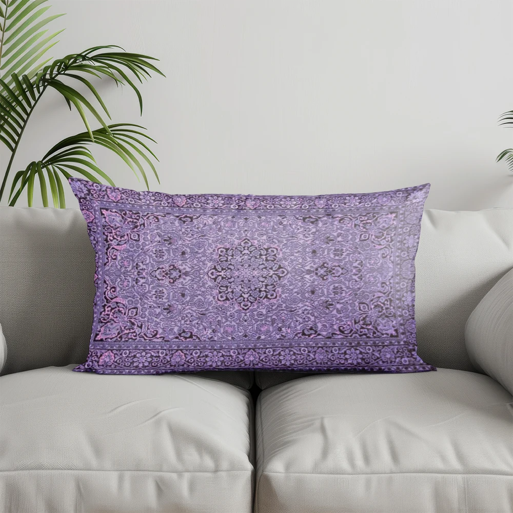 Home Decor Exotic Purple Patterned Pillowcase Suitable For Sofa Bedroom Car Pillow Cover Cushion Rectangular Back Cushion