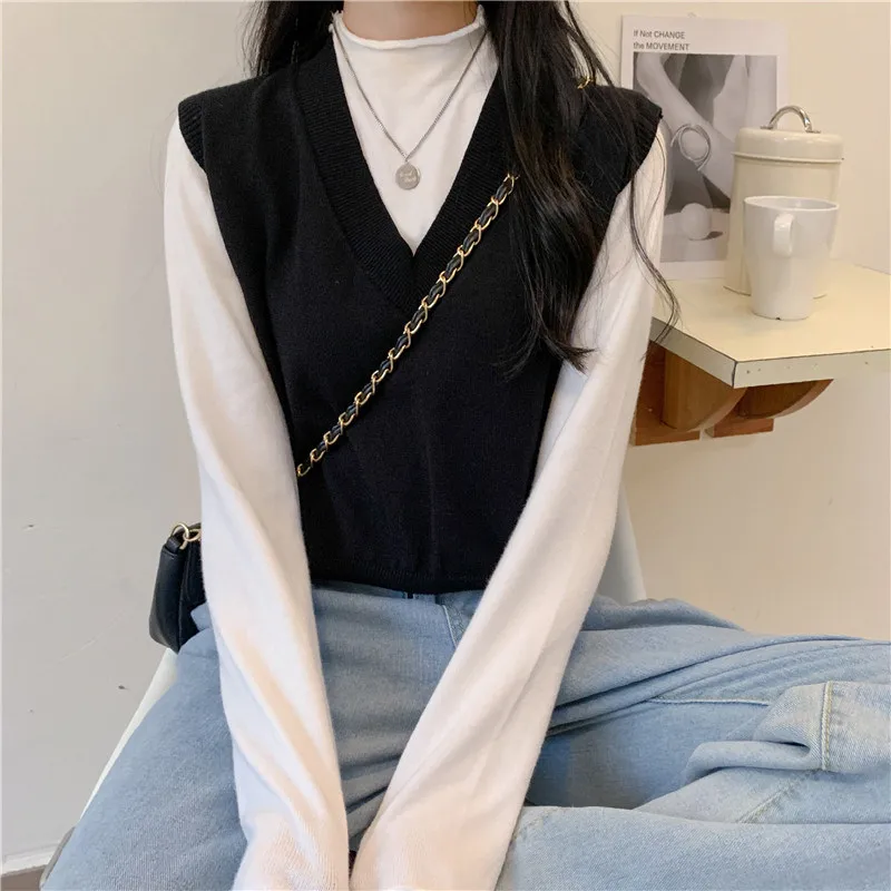 Loose V-Ne Sweater Vest Women's plus Size Korean Sle Knitted Top Slimming Outerwear Autumn New Arrival Faionable  ...