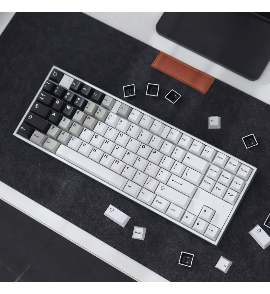 Keycap personality original height two-color forming gradual change black and white mechanical keyboard cap retro