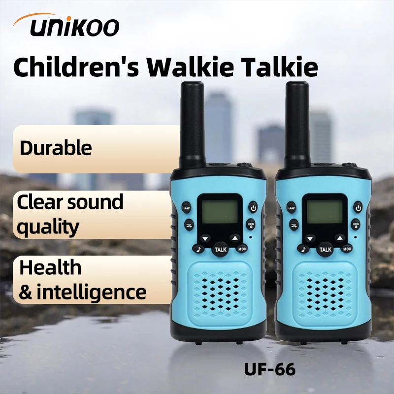 

UNIKOO UF66 Kids Walkie Talkie 2PCS Electronic Toys Children Radio Phone 4 Fixed Channels 3km Range Christmas Birthday Gift