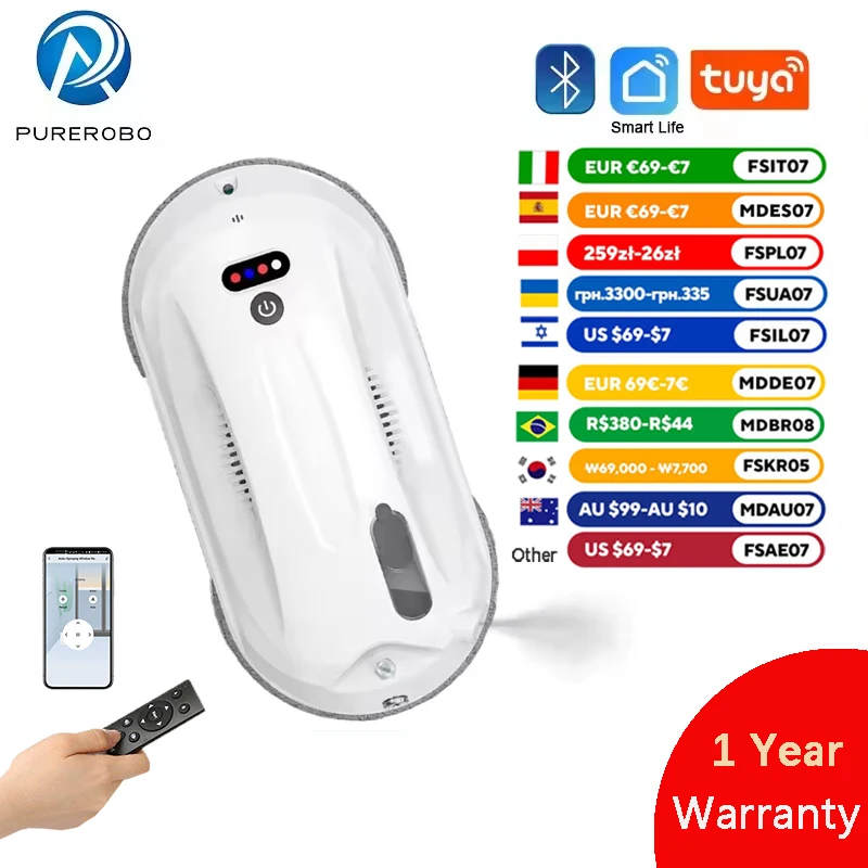 Robot Window Cleaner Purerobo W-R4S Ultra-thin High Suction Power Vacuum Cleaner Robot Window Cleaning For Home Glass  Cleaning