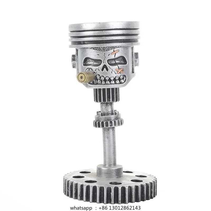 

Carving Piston Skull Face Sculpture Metal Art Statue