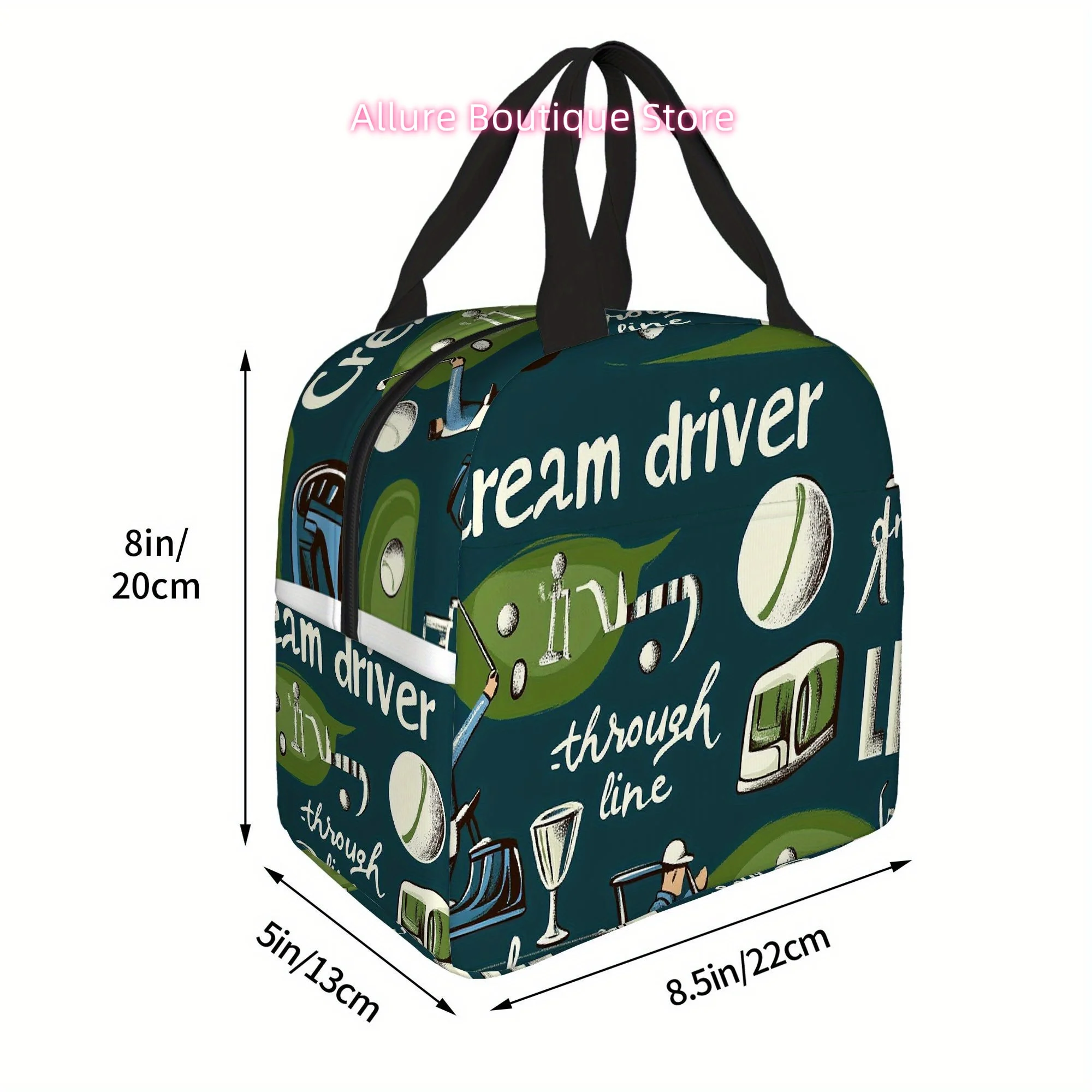 1pc Golf-Themed Artwork Featuring Trophies, Balls, And Clubs. It Is a Printed Thermal Bag Designed for Insulation, Not Intended