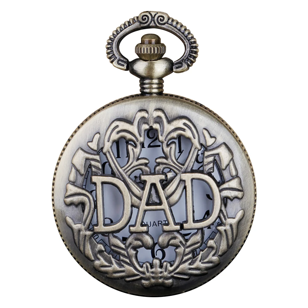 خمر الفضة الفاخرة أبي تصميم الجوف ساعة جيب كوارتز فوب سلسلة قلادة رجالي الآباء الهدايا ساعة Relogio دي بولسو