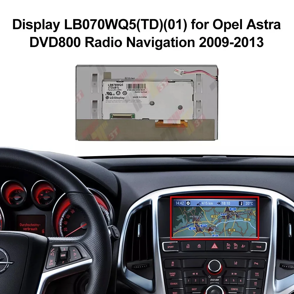 Dashboard LCD Display for Opel Insignia Astra CD500 CD600 DVD800 Radio Navi LB070WQ5(TD)(01)