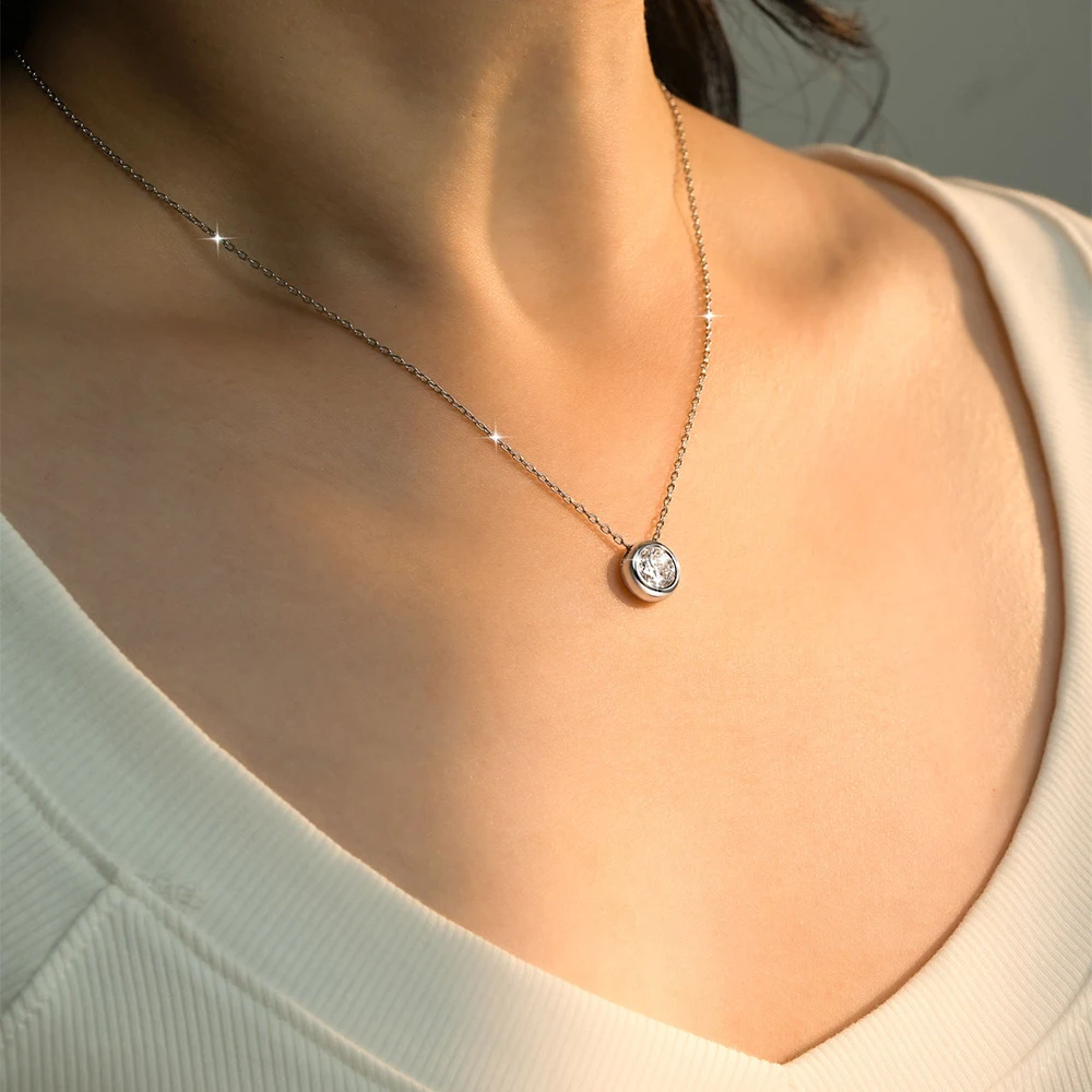 Zertifizierte 4mm-7,5mm Bubble Moissanit Halskette Funkelnder Solitär Labor-Diamant Anhänger Halsketten für Damen Schmuck – Detail 17