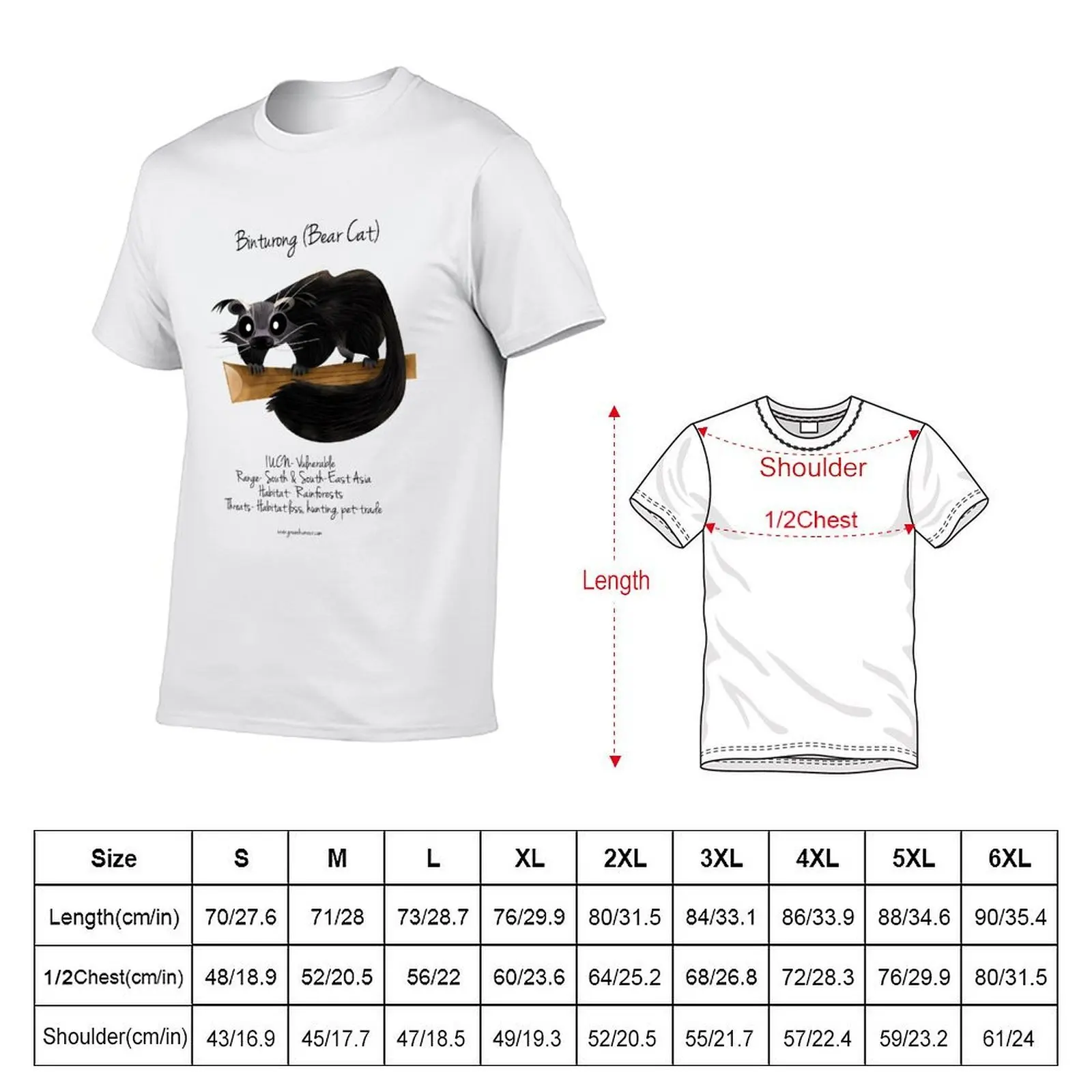 Binturong الدب القط تي شيرت أنيمي تي شيرت للرجل رجل تي شيرت الصيف تي شيرت