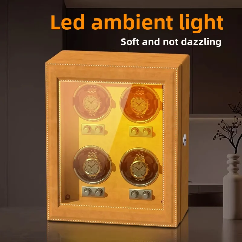 Luxury Brand Wood Watch Winder High-End 4 Slot Automatic Watches Box with Mabuchi Moto Watch Cabinet Clock Storage Box