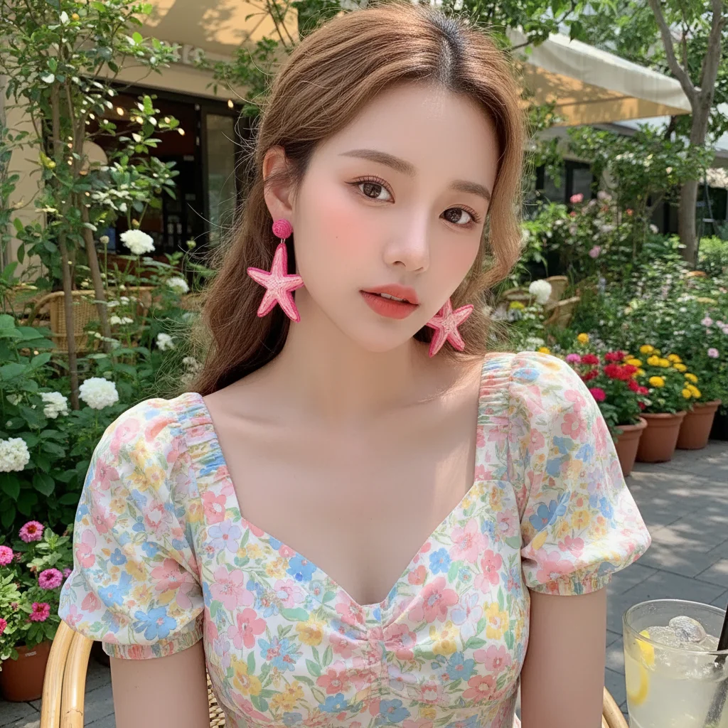 Dopamine Sweet Star Pendant Earrings for Women Bohemian Starfish Beach Earring Summer Vacation Seaside Atmosphere Earrings