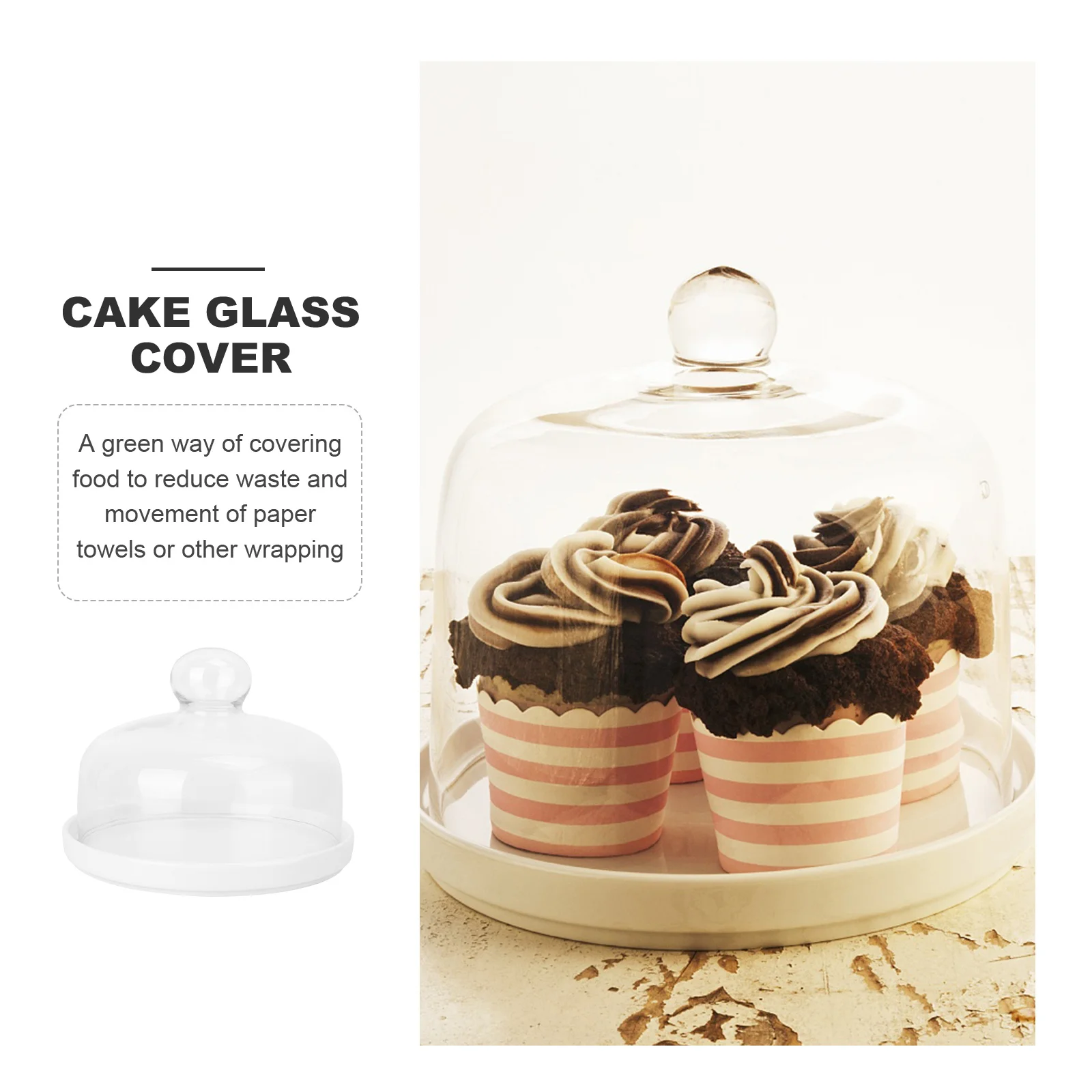 

1Set Transparent Round Cake Tray Cover Food Protective Dustproof Glass Cover Lead Free Safe for Fridge Dishwasher