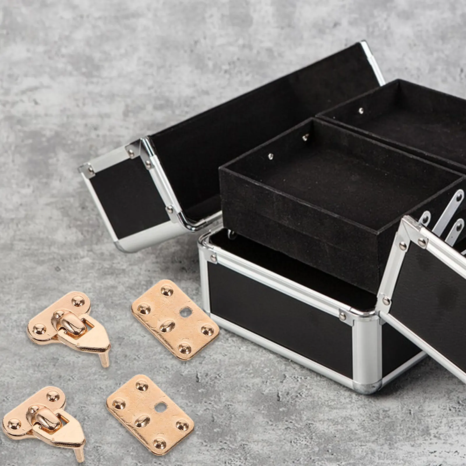4Sets Miniature Clasps Metal Locks for Small Luggage Jewelry Travel Case DIY Craft Accessories Miniature Clasps