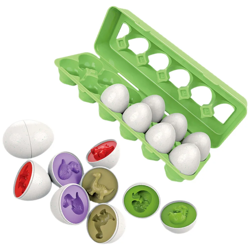 1 set di uova di dinosauro abbinate a forma di colore, uova di Pasqua cognitive, gioco educativo di uova abbinate per i più piccoli, apprendimento in età prescolare