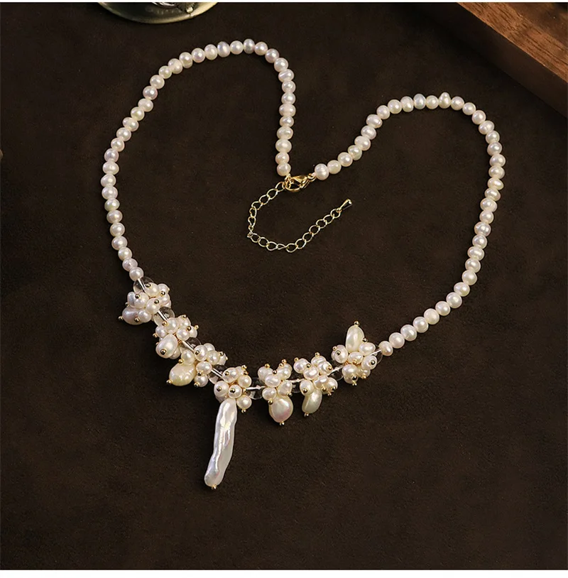 Baroque Pearl Glass Bead Choker Necklace For Women Original Design Luxury Clavicle Chain Elegant Collar Party Jewelry Gifts