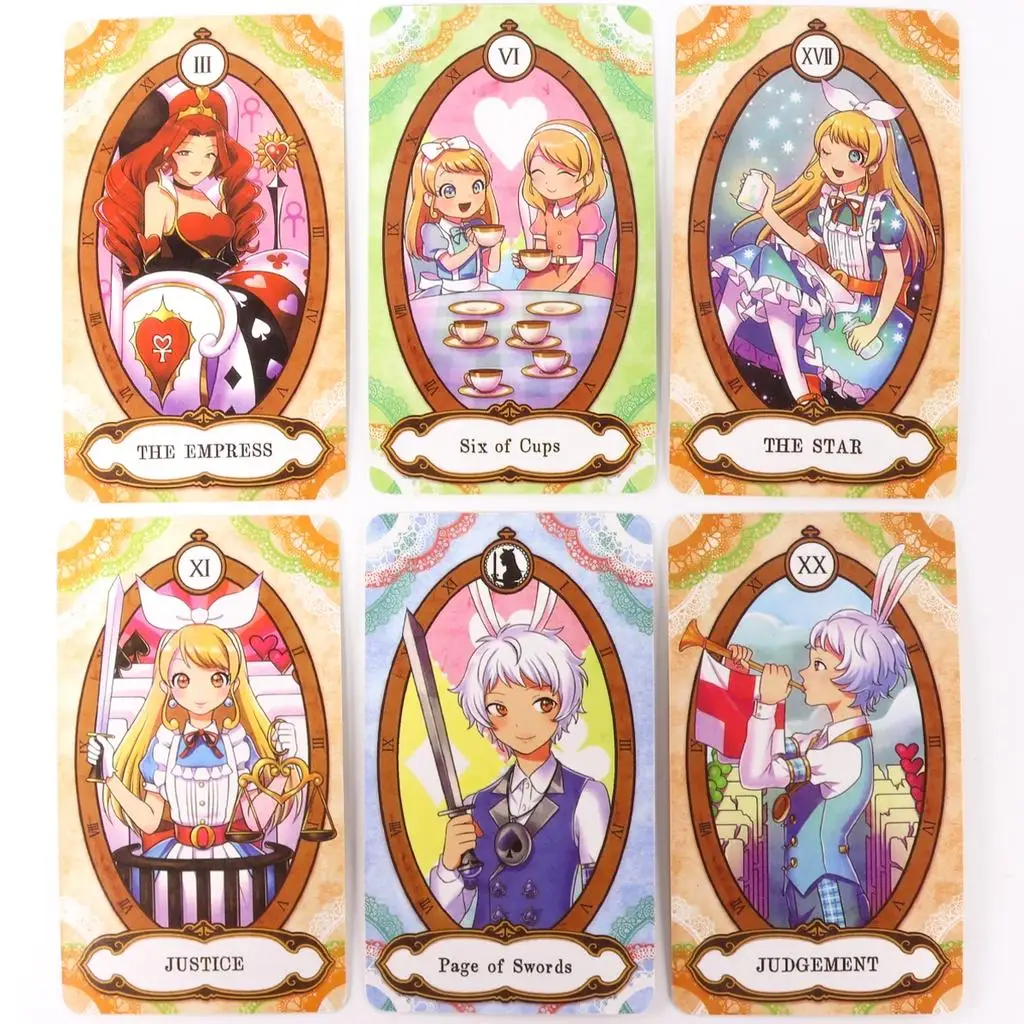 10.3*6cm Alice nel mazzo di carte dei tarocchi di Luna 78 pezzi di carte dei tarocchi dei cartoni animati a tema Anime giapponese