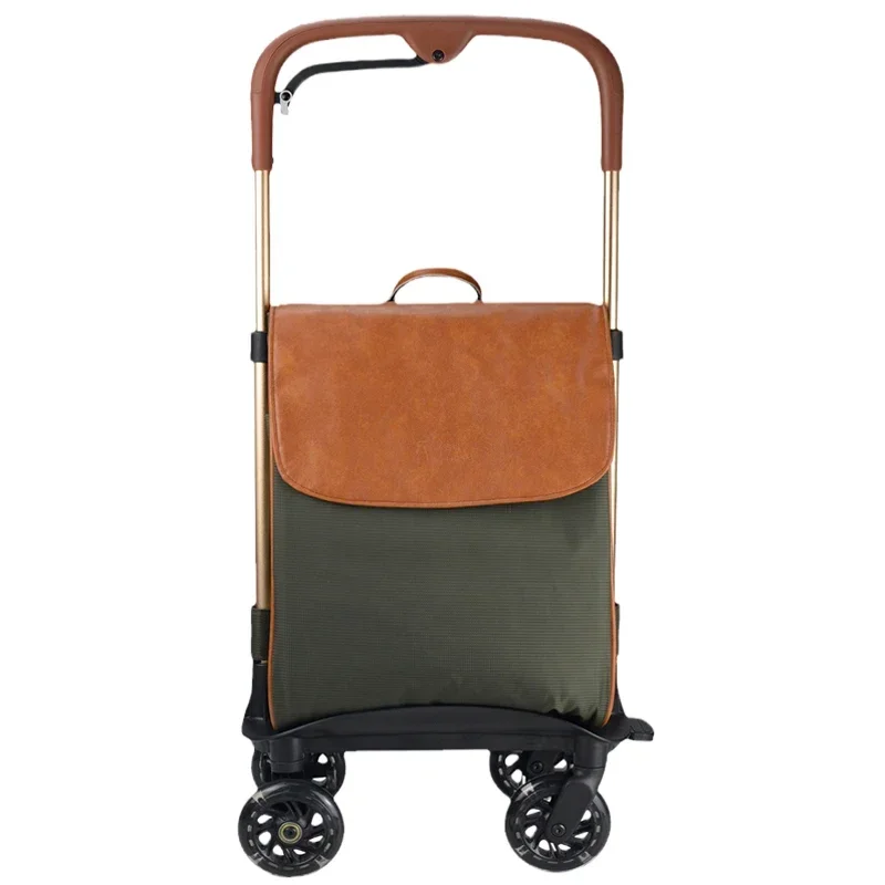Waterproof Grocery Cart, Lightweight Shopping Trolley with Brake, Compact Oxford Storage Organizer, High-Stability Design