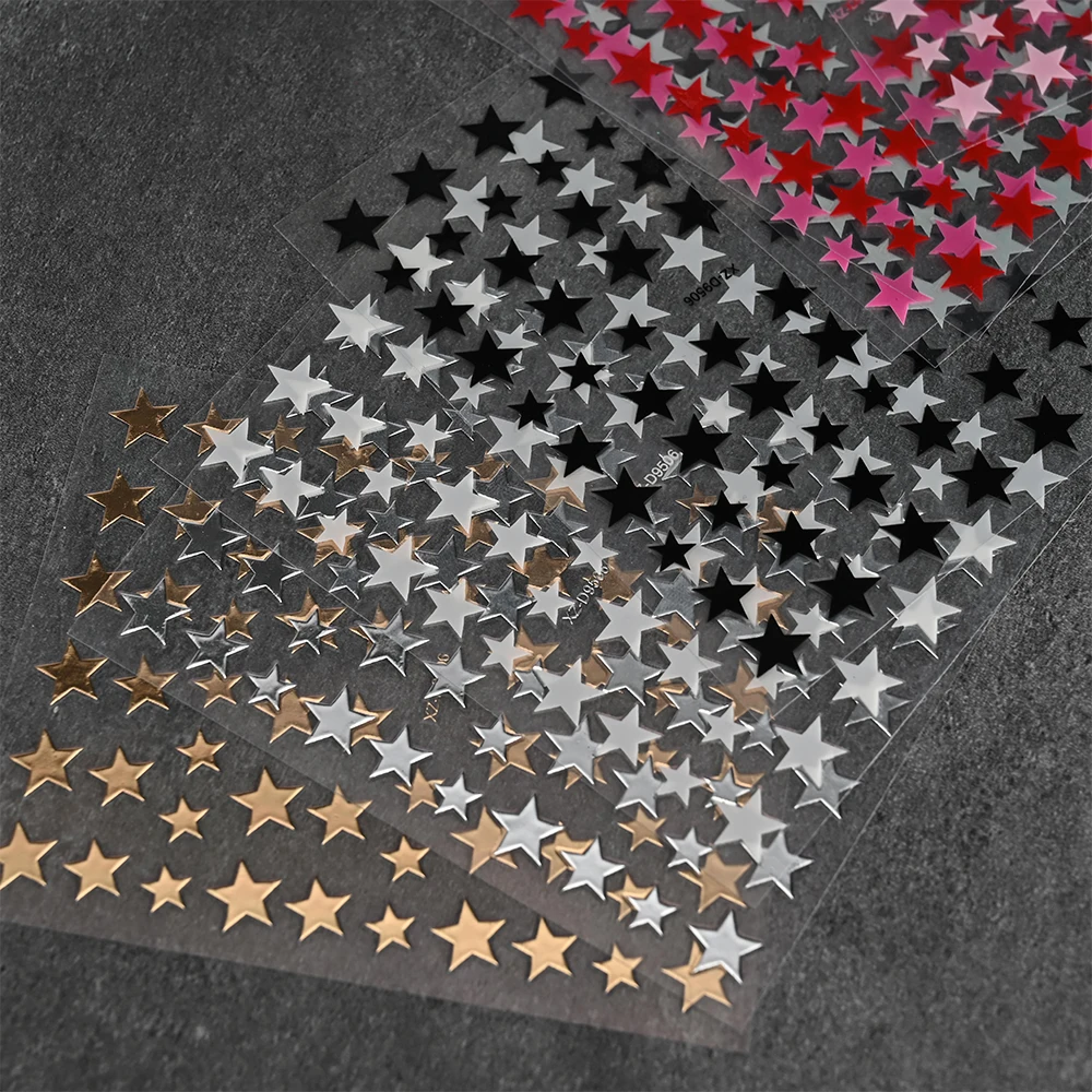 8 Uds. De pegatinas de arte para uñas mixtas con estrellas láser coloridas, calcomanías holográficas de pentagrama, decoración, calcomanías autoadhesivas para manicura DIY