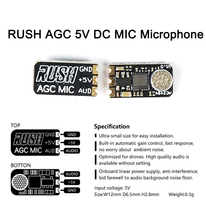 

RUSH AGC 5V DC MIC Microphone For RUSH TANK Mini FPV RC Drone Transmitter VTX