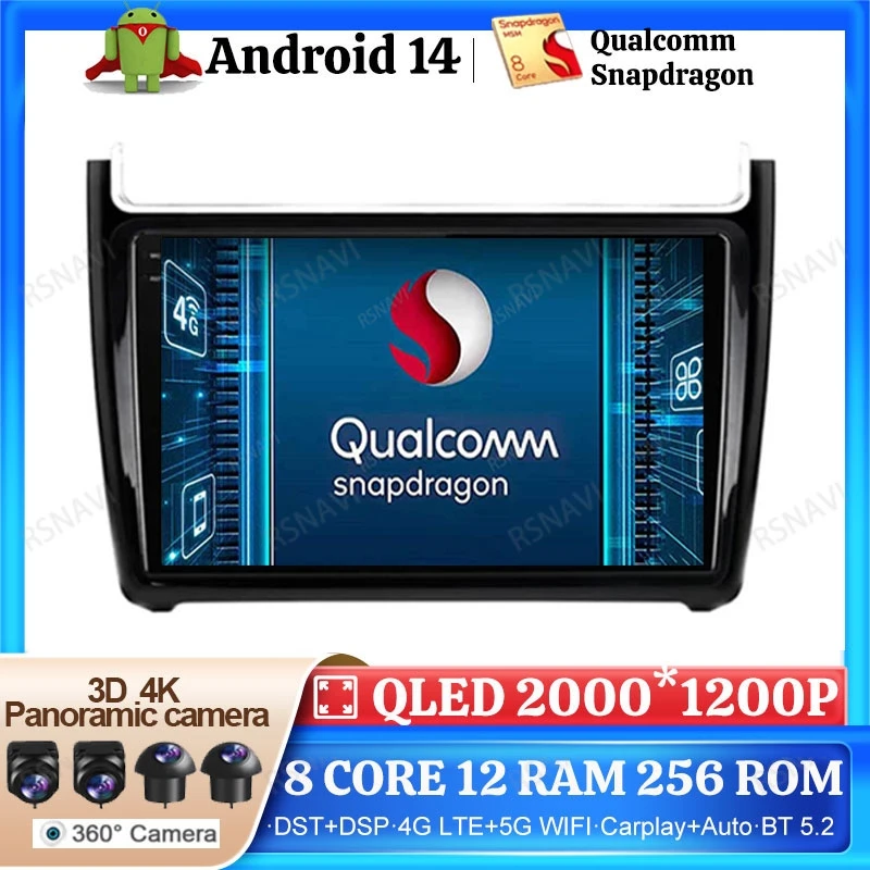 

Android 14 Car Radio For Volkswagen VW Polo 5 Sedan 2008 - 2020 2DIN Head Unit Viedo Player DVD DSP Multimedia 5G WIFI BT 2 DIN