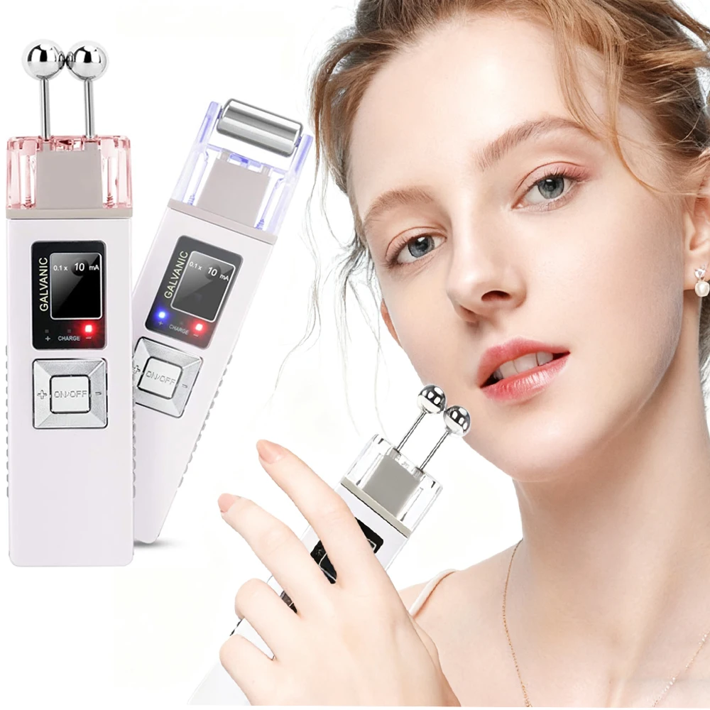 Portable Galvanic Microcurrent Skin Firming Machine Cleaning Anti-Aging Face Lift Roller Massager Home Use Beauty Salon Device