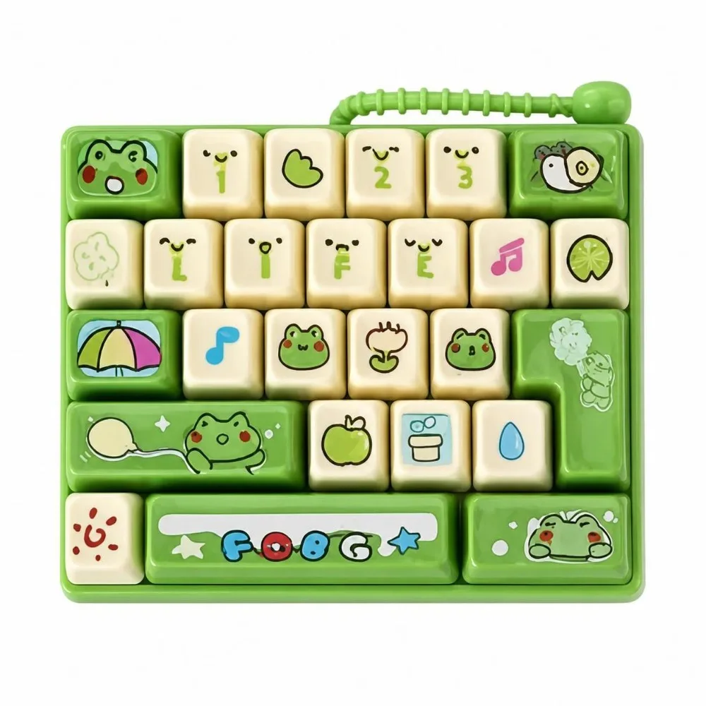 26 Keys Frog Mechanical Keyboard Toy Cartoon Animal Patterns Clear Key Sounds Stress Relief Fidget Toy Gift Toy Hangable