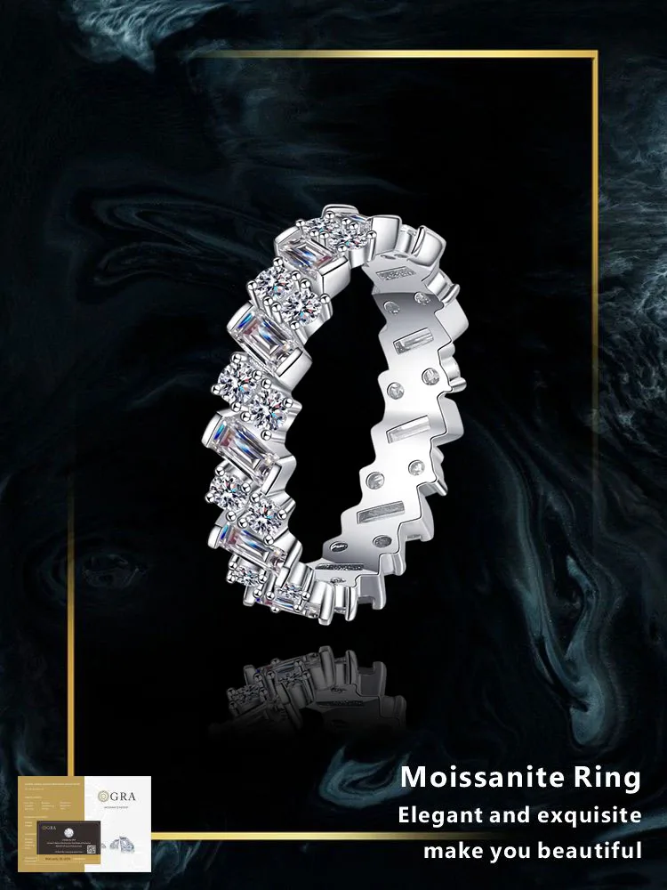 

925 sterling silver ring moissanite 3.08carat for women super luxury women's full round ring versatile with GRA certificate