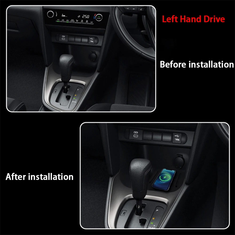 Car Wireless Mobile Phone Charger Center Console Storage QI 18W iPhone fast charge for Toyota Yaris Cross XP210 2020–2025