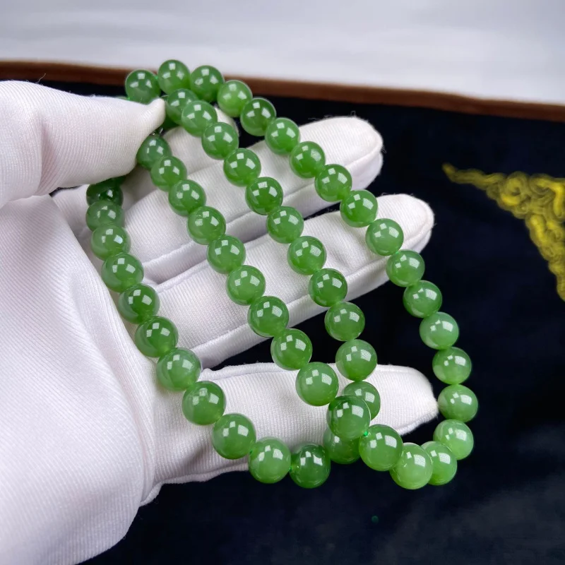 

Natural No Black Spot Green 8M Necklace Jewelry Hetian Jade Jadeite