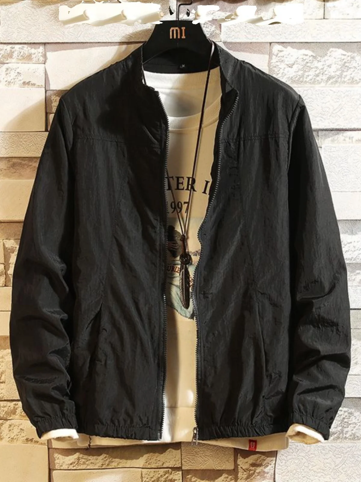 

Весенне-осенняя молодежная приталенная мужская куртка с тонким воротником-стойкой, защита от солнца, модная рабочая одежда, универсальный современный топ