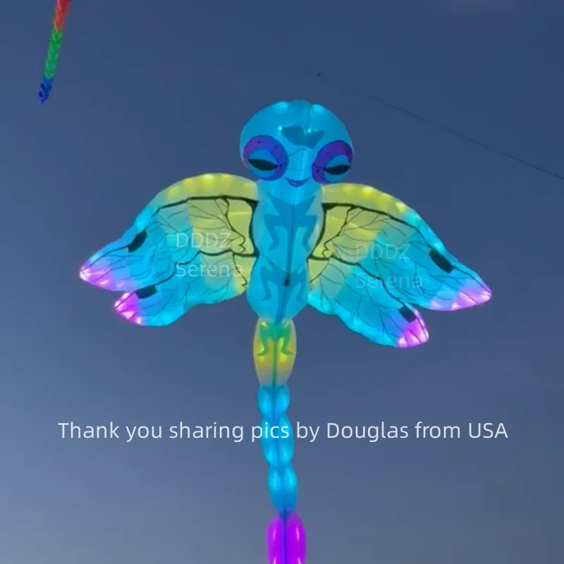DDDZ 9M 22M LED libélula suave inflable noche cometa línea lavandería 20D mezcla con nailon ripstop 40D con control remoto para adultos