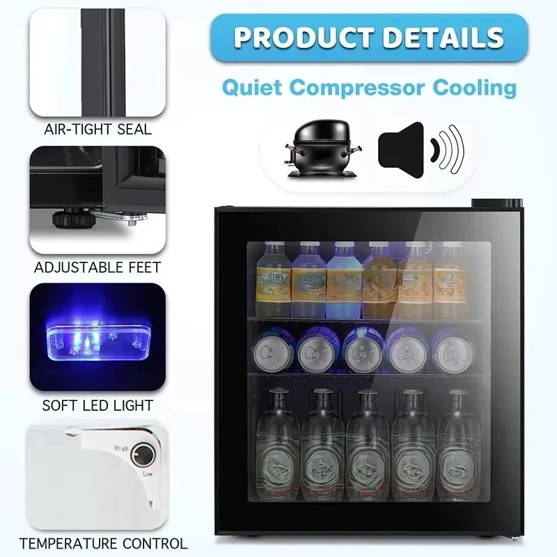 High quality hotel frost-free mini cooler refrigerator in living room glass door