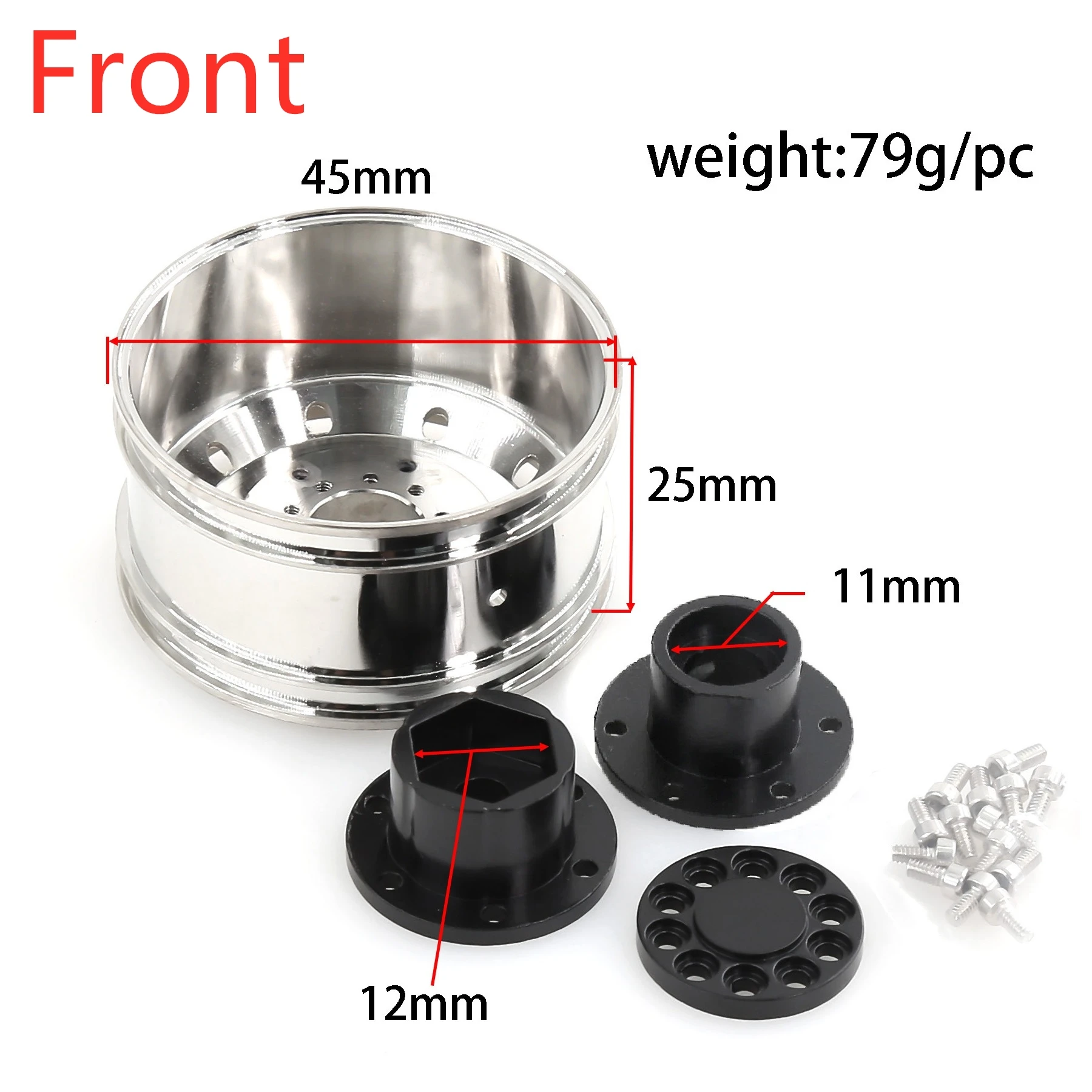 2pcs Metal Wheel Drive/Bearing Hub Rim Double Wheels for 1/14 Tamiya RC Trailer Tractor Truck SCANIA VOLVO ACTROS MAN Model Car