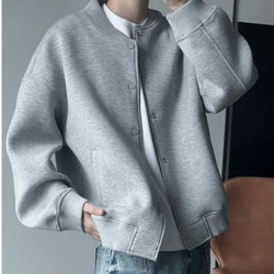 Winter Korean simple men's clothing retro simple baseball uniform jacket American Y2K couple versatile casual cardigan jacket