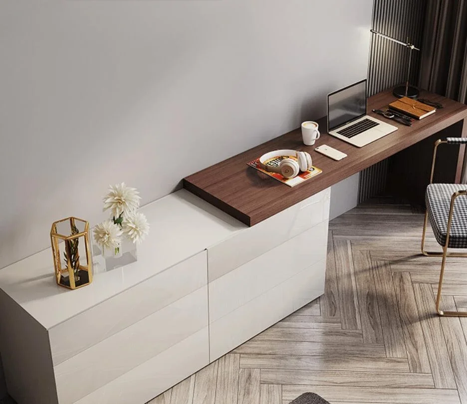 

-Simple Italian Bedroom TV Cabinet Dresser Multifunctional Telescopic Desk Dresser