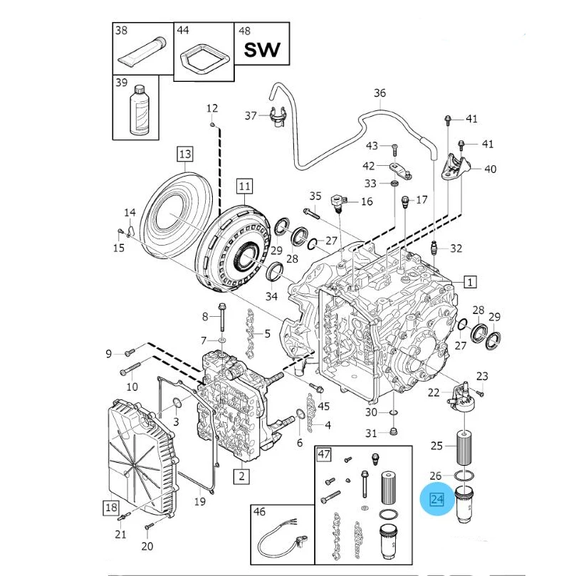 Oil Filter Gearbox Transmission Auto For Volvo V40 S60 C30 V50 V60 31256837