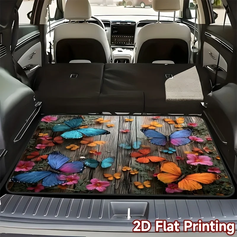 Tapis de coffre imprimé 2D, 1 pièce, protection durable pour le coffre, motif papillon, pour les vacances d'automne et d'hiver