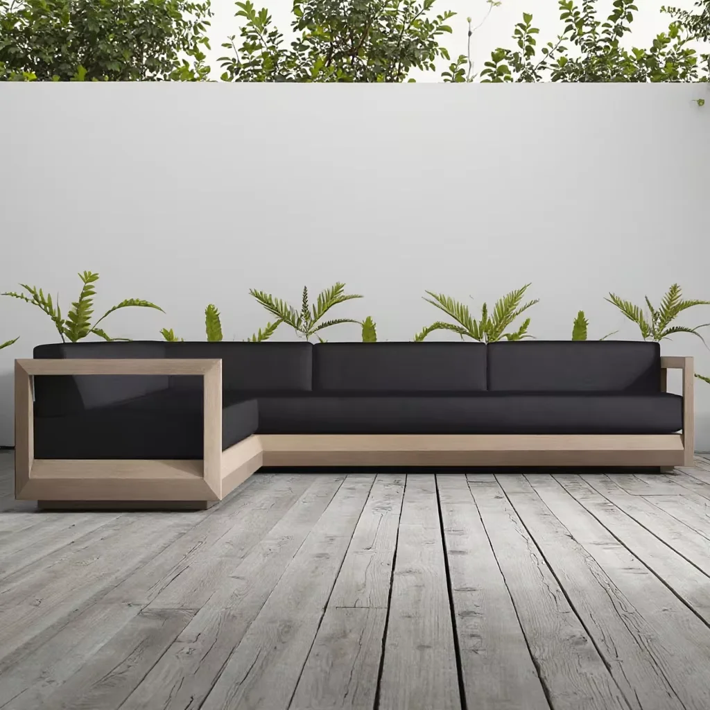

#Modern Solid Teak Wooden Deep Seating Furniture Outdoor Sectional Sofa