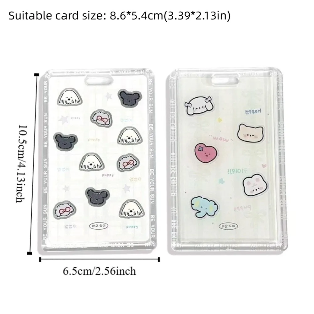 Transparente Kpop Fotokartenhalter Schiebeabdeckung mit Schlüsselanhänger Kartenhalter Federseil Tragbare ID-Karten Schutzhülle