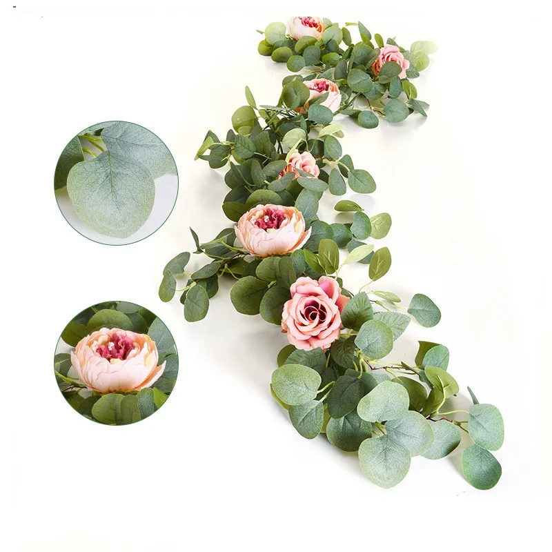 

6Ft Artificial Rose Flower Silk Vine Hanging Wedding Decor Garlands Home Outdoor Indoor Decor Flower DIY Wedding Ceremony Decor